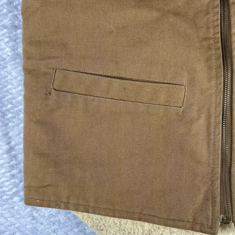 Carhartt Vest Mens M Brown Duck Sherpa Lined USA Made Workwear Zip Vintage 6SV